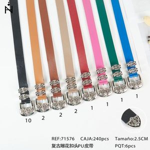 Cintura in Pelle PU con Fibbia Intagliata Stile Retrò 2,5 CM, Cinture Moda Donna - Product Image 3