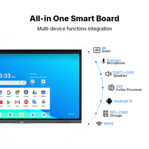 65 75 86 110 pulgadas Smart Board Estudiantes Pantalla táctil 4K Aula Pizarra interactiva con cámara AI y EDLA <span class=keywords><strong>Google</strong></span> - Product Image 2