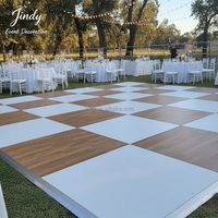 Dalles de sol de mariage en bois blanc à motif damier, tailles personnalisées JINDY, dalles de sol de danse emboîtables portables pour banquet de mariage