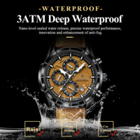 Montre chronographe sport de luxe Poedagar 692, bracelet en cuir véritable, étanche, lumineuse, pour homme