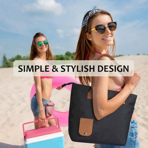 กระเป๋าชายหาดขนาดใหญ่พร้อมผ้ากันน้ำและผ้าหุ้มฉนวนสำหรับการใช้งานกลางแจ้งอย่างมีสไตล์ - Product Image 4