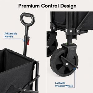 Toptan 506K Katlanabilir Kamp Arabası Ters Çevirme Fonksiyonlu 5'' Hızlı Çıkartılabilir Tekerlekler Ayarlanabilir Saplı 600D Oxford Alışveriş OEM - Product Image 3