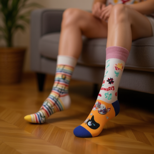 Calzini alla Moda a Metà Polpaccio 37-45 Unisex Confezione Mista Fantasie Colorate per Uso Casual - Product Image 3