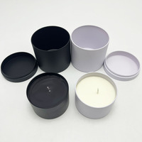 Vente en gros de grande boîte de conserve vide de qualité supérieure bougeoir sans couture mat blanc bleu 12oz 16oz boîtes de bougies conteneurs avec couvercle