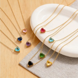 Collana in Acciaio Inossidabile 304 con Cuore in Oro 18K e Pietra del 12° Compleanno <span class=keywords><strong>per</strong></span> Donne, Gioiello alla Moda con Zirconi e Diamanti - Product Image 3