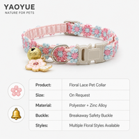 Collier pour animaux de compagnie en dentelle florale YAOYUE, collier pour chat en polyester avec embellissements floraux et boucle de sécurité pour petits animaux