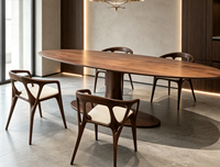 Table à manger ovale en bois massif de luxe italien, design unique, base centrale, chaise de salle à manger en bois pour maison de luxe, villa haut de gamme
