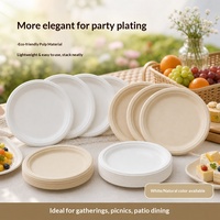 Assiettes et plateaux jetables biodégradables en pulpe de canne à sucre - Résistants au micro-ondes, imperméables et anti-graisse, qualité alimentaire, style minimaliste