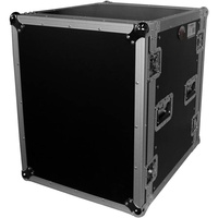Flight case DJ sur mesure pour rack d'ampli avec 14U de place, avec roues de 4 pouces, pour QSC