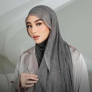 カスタム軽量ダブルステッチトリムビスコースレーヨンショールコットンビスコースヒジャブマッチセットムスリム女性ファッションモーダルヒジャブ - Product Image 1