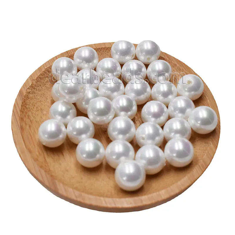 Halbbohrtes Loch weiße Perle lose beschichtete Muschel Perle Stein Perlen für DIY-Schmuckherstellung 3 mm 4 mm 6 mm 8 mm 10 mm 12 mm