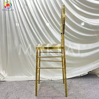 Chaise de banquet commerciale sans accoudoirs en métal doré, dossier ovale, style Chiavari, pour événements et mariages - Vente en gros