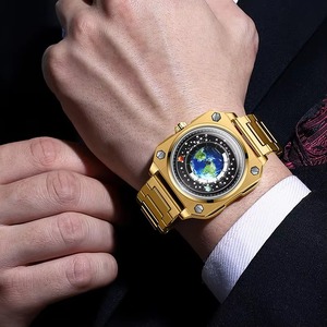 Reloj de Pulsera para Hombre Drioshipping Earth Watch, Correa de Acero Inoxidable, Diseño de Planeta Azul, Personalizado, Creativo, de Cuarzo - Product Image 4