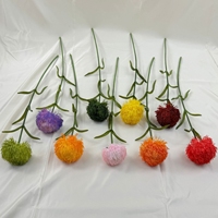 YOPIN-3582 Bola Rumput Plastik Lunak Buatan Cabang Tunggal Sentuhan Nyata Bunga Dianthus Hijau