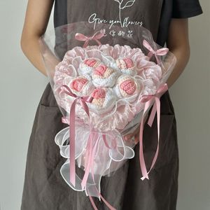 Bouquet tissé en fil tricoté à la main, tournesol et rose, cadeau pratique haut <span class=keywords><strong>de</strong></span> gamme pour la fête des enseignants en Chine, cadeau d'anniversaire pour <span class=keywords><strong>homme</strong></span> et femme - Product Image 1