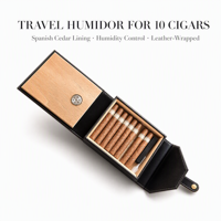 Humidor à cigares en cuir de style européen, mini, portable, avec hygromètre, cadeau pour homme, capacité de 8 à 10 cigares