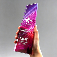 Trophée en verre avec impression UV Pujiang Crystal, plaque de récompense personnalisée professionnelle pour la reconnaissance d'entreprise