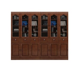 Meuble Okusu, bibliothèque en chêne massif à 5 portes, 601A, grande capacité, organisateur de bureau, étagère de rangement moderne minimaliste - Product Image 2