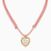 Collier ras du cou superposé avec pendentif cœur et goutte d'eau en pierre transparente, serti d'or festonné, motif nœud, cadeau bijou pour femme