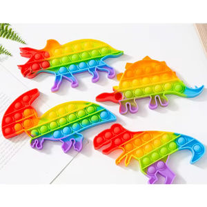Populaire arc-en-ciel Popping Popper sensoriel Silicone anti-Stress presser pousser bulle Fidget sensoriel <span class=keywords><strong>dinosaure</strong></span> Popper jouet - Product Image 2
