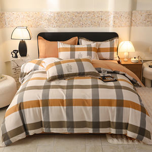 Juego de cama de algodón con estampado de patrón geométrico, funda nórdica de 4 piezas, edredón bordado blanco, tamaño King, juego cómodo para el hogar - Product Image 3