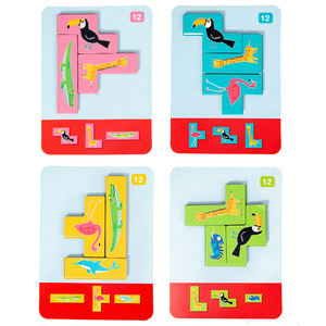 Jouet éducatif en bois pour enfants, blocs de construction, <span class=keywords><strong>bataille</strong></span> d'animaux, entraînement à la logique, éducation précoce - Product Image 4