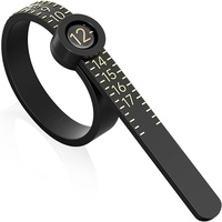 1-17 Ring Sizer with Magnifying Glass Black and White US Ring Ruler Plastic Jewelry Engraving Machine Tool Mandrel Type