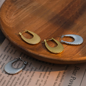 Geometric Cuff Earrings Titanium Steel U-Shaped Ear Cuffs For Women Casual Style Gold And Silver Tone - Product Image 2