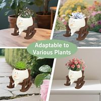 Pot de fleurs en forme de visage souriant pour l'intérieur et l'extérieur, pot de plantes unique en forme de chaise à bascule pour plantes succulentes avec trou de drainage