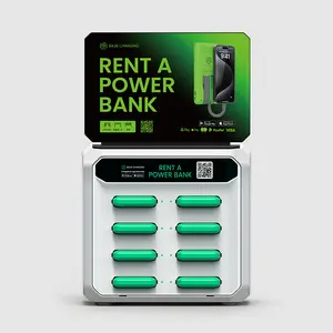 8 슬롯 케이블 빌보드 대여 전원 은행 공유 Powerbank 자동 판매기 고속 충전기 공유 휴대 전화 충전 스테이션