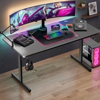 Bureau de jeu manuel extensible et réglable en hauteur, en fibre de carbone, avec cadre en MDF en forme de Z, grand tapis de souris, pour la maison, le bureau et l'ordinateur