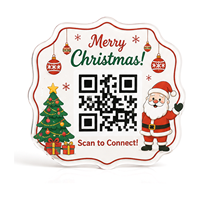 Letrero de Acrílico Personalizado con Código QR y Diseño de Árbol de Navidad y Santa Claus para Decoración de Ventanas, Mostradores y Mesas de Cafés, Restaurantes y Hoteles