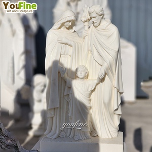 YOUFINE grandeur nature sculpté à la main religieux catholique décor naturel blanc extérieur marbre sainte famille blanc Statue Sculpture - Product Image 5