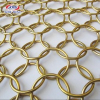 Rideau métallique décoratif en maille d'acier inoxydable doré antique pour mur de hall d'hôtel