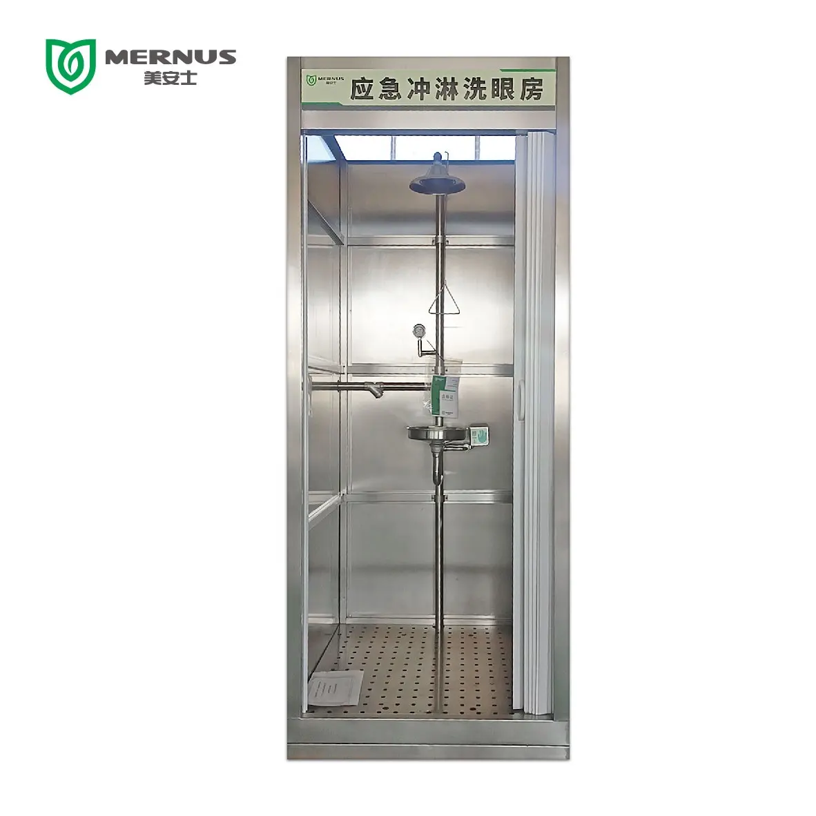 0.2-0.6MPa Stainless Steel Safety equipment Semi-Enclosed Emergency Shower Eye Wash Room Rinser