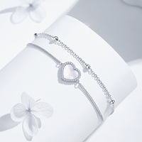 Pulsera de Piedra Natural Dan Jewelry para Mujer, Uso Diario, Pulsera de Corazón para Regalo de Aniversario o Cumpleaños, Plata de Ley 925 con Cuentas