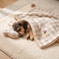 Couverture en flanelle à carreaux pour animaux de compagnie pour l'hiver, motif de dessin animé mignon, couverture pour animaux de compagnie, oreiller, lit, canapé, couverture chaude et moelleuse pour chien pour le sommeil des animaux de compagnie