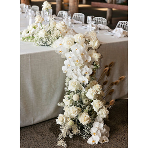 Decorazioni per Feste, Runner da Tavola con Rose Bianche Artificiali, Decorazioni per Matrimoni, <span class=keywords><strong>Fiori</strong></span> Artificiali - Product Image 5
