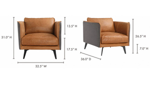 Fauteuil en bois avec siège en cuir classique, construction durable, rembourrage confortable, design élégant pour salon - Product Image 3