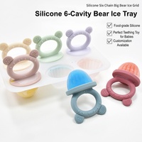Moule à glaçons en silicone 6 cavités en forme d'ours pour bébé, sans BPA, pour lait maternel et fruits, plateau de congélation pour sucettes de dentition, moule à glaçons pour bébé