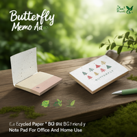 Bloc de Notas de Hojas Sueltas Butterfly White Label, Papel Reciclado Semigrueso, Ecológico, Modelo NAT097, Hecho en Italia, Sin Adhesivo