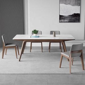 आधुनिक साधारण ऐश वुड सॉलिड वुड लेग डाइनिंग टेबल छोटी घरेलू आयताकार रॉक प्लेट डाइनिंग टेबल - Product Image 5