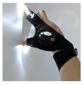 Gants sans doigts avec lampe torche LED étanche pour la pêche, le camping, la randonnée, la survie, la sécurité, outil multifonctionnel pour la nuit en extérieur - Product Image 2