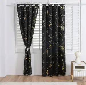 Window Curtains Living Room Luxury Silver-Stamped Wavy Lines With Dots of Aluminum Foil Blackout Foilprinting Curtains for Bedro