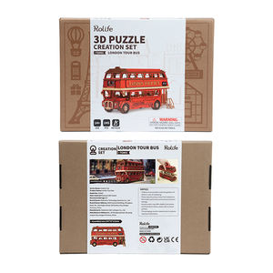 Robotime <span class=keywords><strong>Rolife</strong></span> <span class=keywords><strong>DIY</strong></span> Toys Kit de modèles assemblés à la main TGM02 London Tour Bus 3D Puzzles en bois - Product Image 6