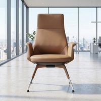 Chaises de bureau simples de visiteur de jambe du dos quatre moyens exécutifs commerciaux en cuir de Brown avec les jambes fixes
