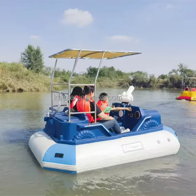 Acqua mondo gonfiabile paraurti elettrico barca pedale del cigno giocattolo pistola ad acqua Jet barca a motore trasparente piscina canna da pesca