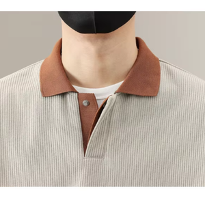 Felpa da Uomo Streetwear in Velluto a Coste Tinta Unita con Colletto, Effetto Stratificato, Primavera Autunno, Taglie Forti, Vestibilità Ampia, Casual, Traspirante, Manica Lunga - Product Image 5