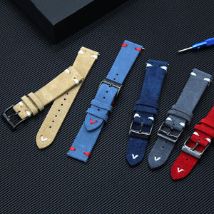สายนาฬิกาหนัง18มม. แบบวินเทจสายนาฬิกาหนังกลับหนังแท้พร้อมถอดออกอย่างรวดเร็วสำหรับสมาร์ทวอทช์ - Product Image 4