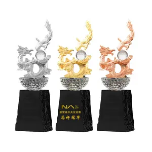 金龙公司活动年度盛典纪念品礼品水晶玻璃金属奖高尔夫奖杯